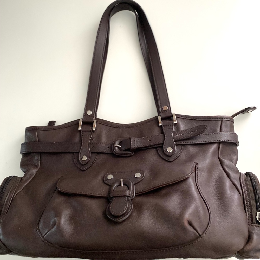Jack Georges brown leather shoulder buckle bag